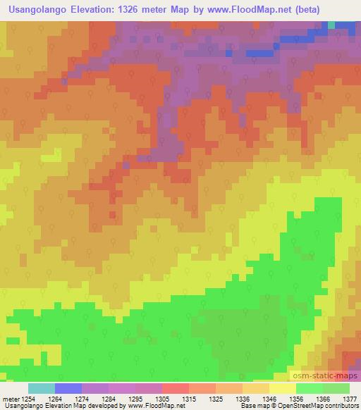 Usangolango,Angola Elevation Map