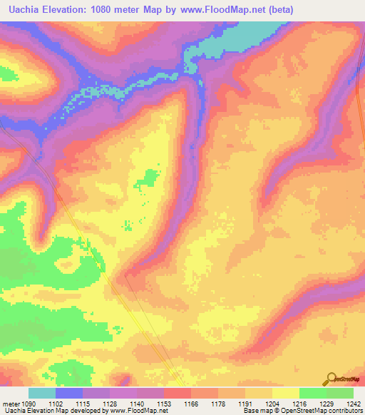 Uachia,Angola Elevation Map