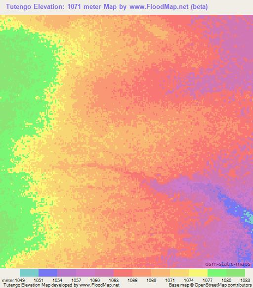 Tutengo,Angola Elevation Map