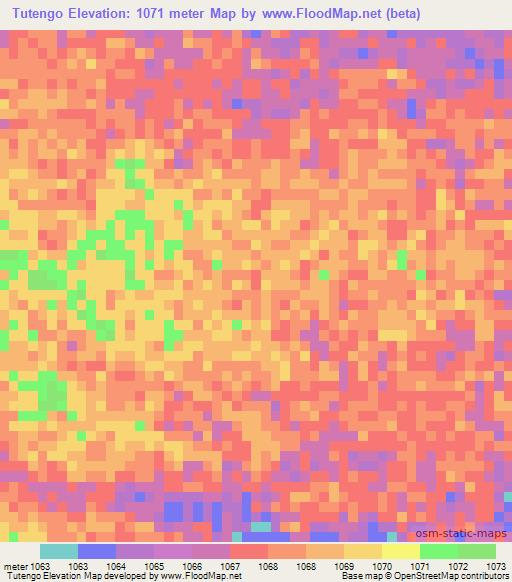 Tutengo,Angola Elevation Map
