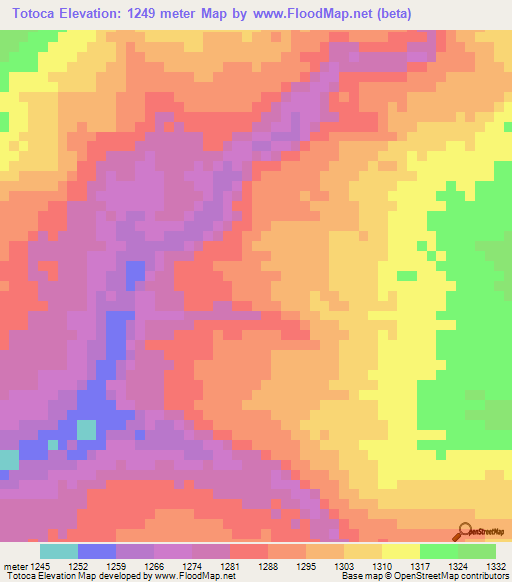 Totoca,Angola Elevation Map