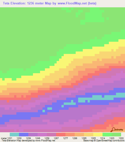 Teta,Angola Elevation Map
