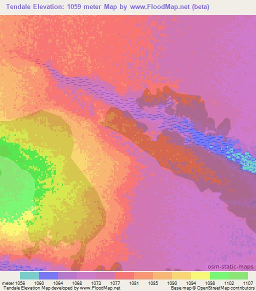 Tendale,Angola Elevation Map