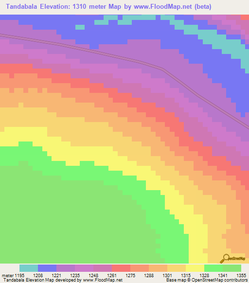 Tandabala,Angola Elevation Map
