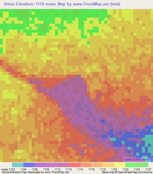 Sitsia,Angola Elevation Map