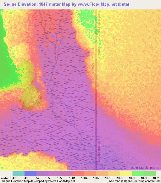 Seque,Angola Elevation Map