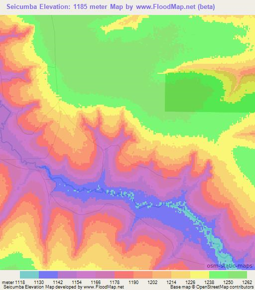 Seicumba,Angola Elevation Map