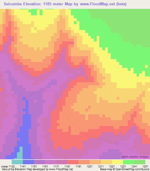 Seicumba,Angola Elevation Map