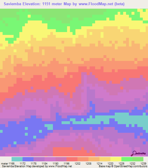 Saviemba,Angola Elevation Map