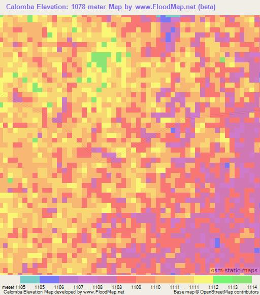 Calomba,Angola Elevation Map