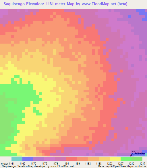 Saquisengo,Angola Elevation Map