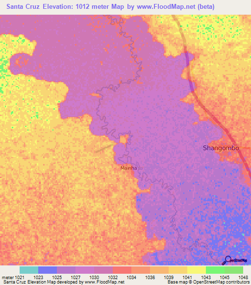 Santa Cruz,Angola Elevation Map