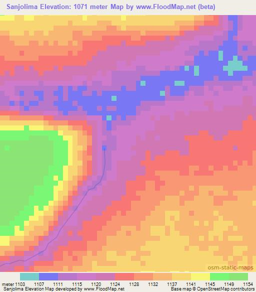 Sanjolima,Angola Elevation Map