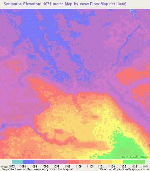 Sanjamba,Angola Elevation Map