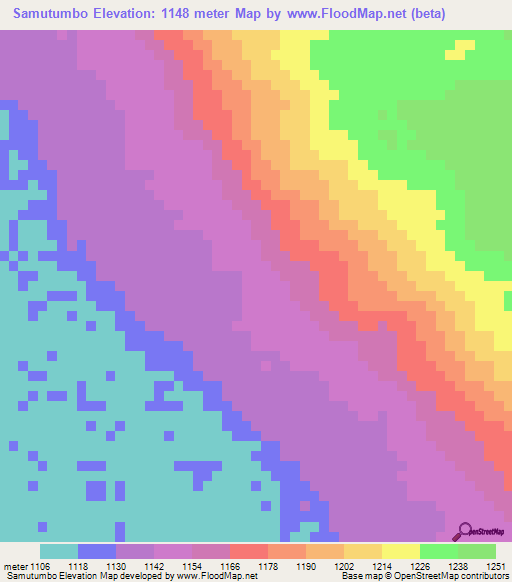Samutumbo,Angola Elevation Map