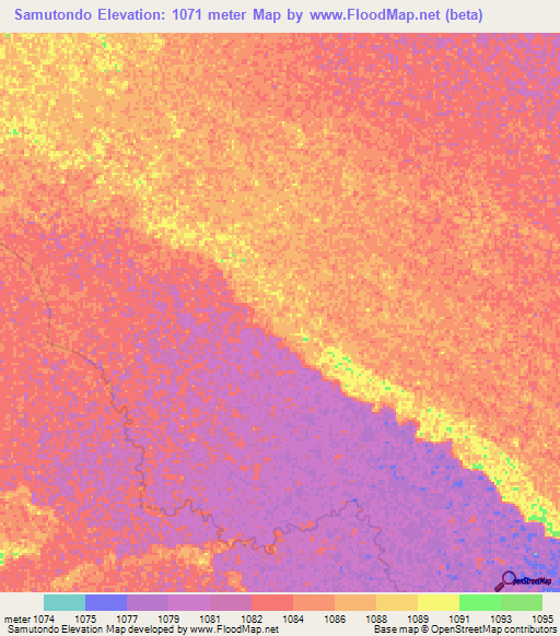 Samutondo,Angola Elevation Map