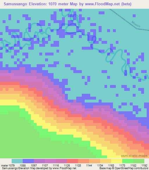 Samussango,Angola Elevation Map