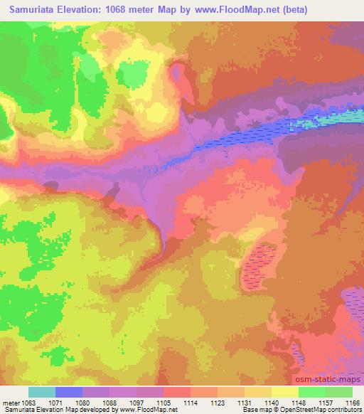Samuriata,Angola Elevation Map