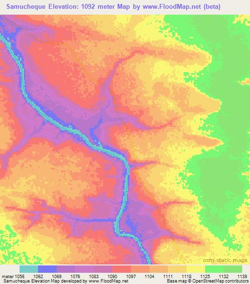 Samucheque,Angola Elevation Map