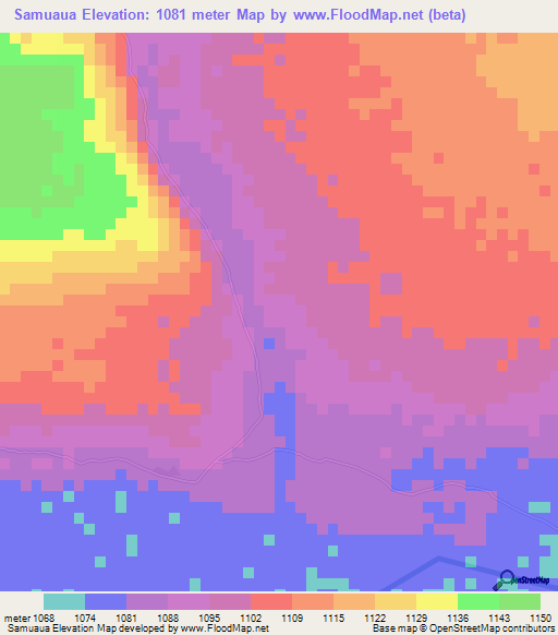Samuaua,Angola Elevation Map