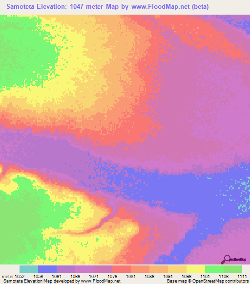Samoteta,Angola Elevation Map