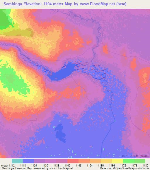 Sambinga,Angola Elevation Map
