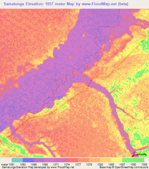 Samatunga,Angola Elevation Map