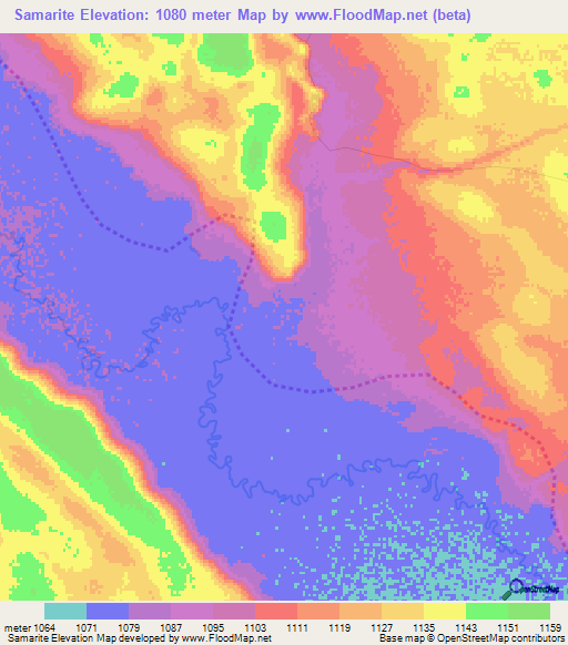 Samarite,Angola Elevation Map