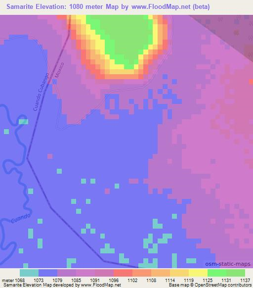 Samarite,Angola Elevation Map