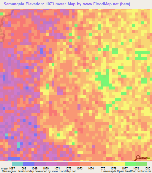 Samangala,Angola Elevation Map