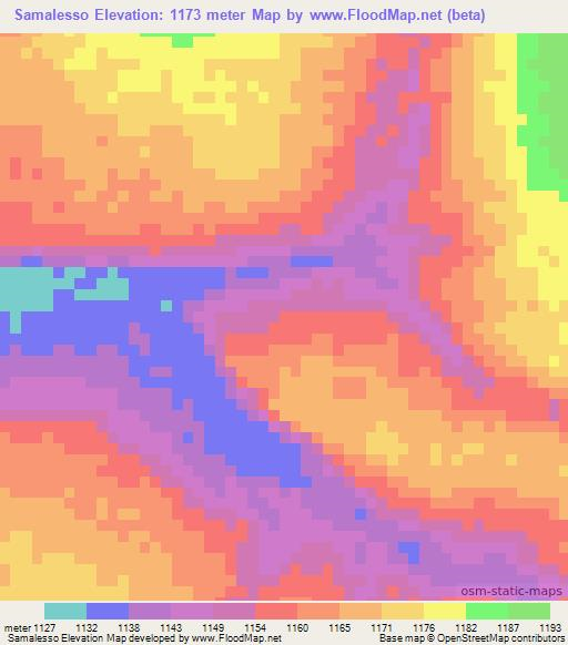 Samalesso,Angola Elevation Map