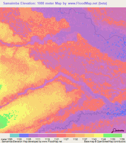 Samaimba,Angola Elevation Map