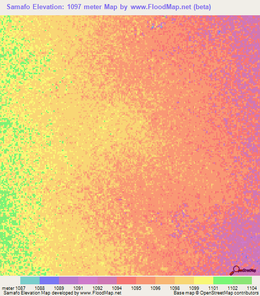 Samafo,Angola Elevation Map