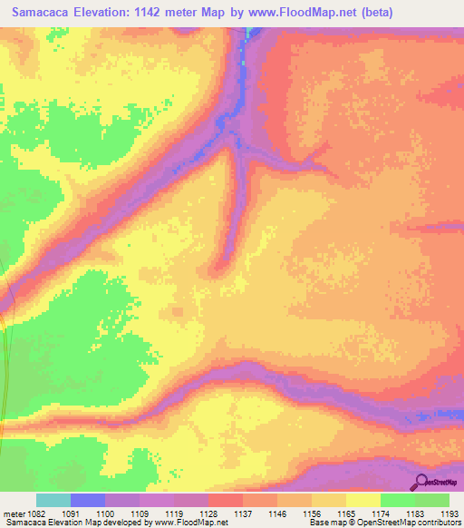 Samacaca,Angola Elevation Map