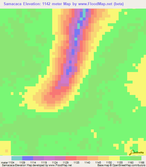 Samacaca,Angola Elevation Map