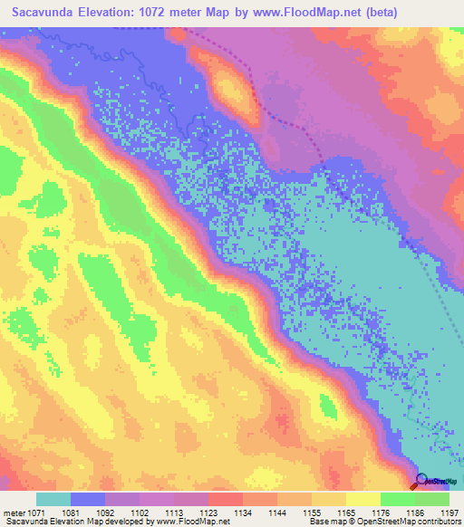 Sacavunda,Angola Elevation Map