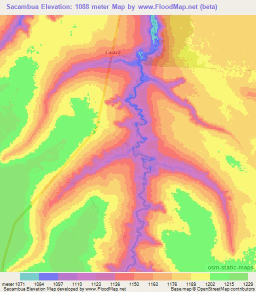 Sacambua,Angola Elevation Map