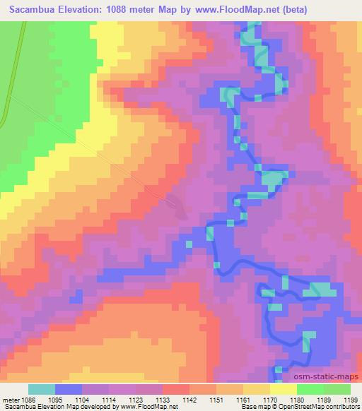 Sacambua,Angola Elevation Map