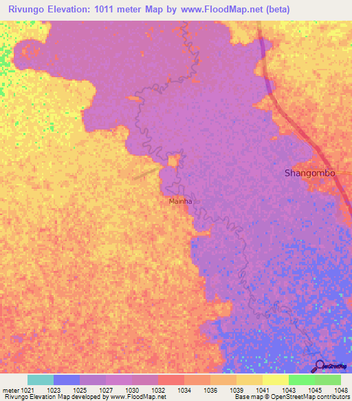 Rivungo,Angola Elevation Map