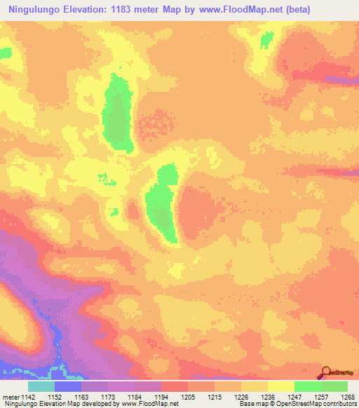 Ningulungo,Angola Elevation Map