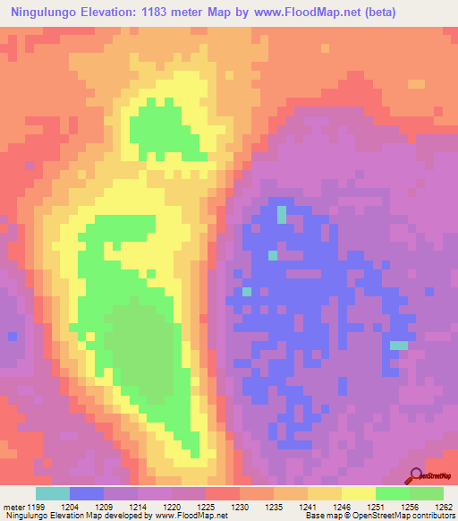 Ningulungo,Angola Elevation Map