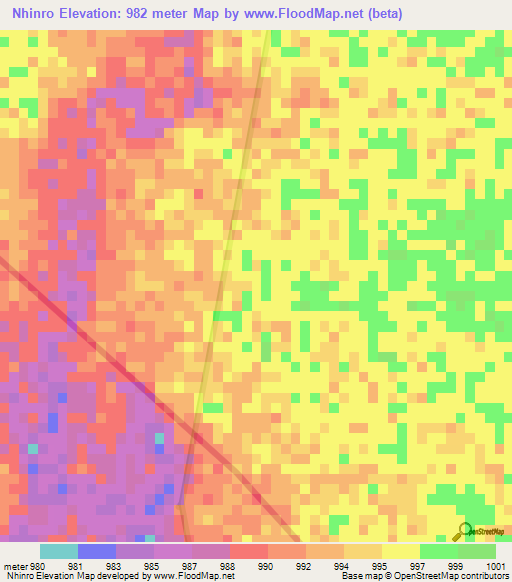 Nhinro,Angola Elevation Map