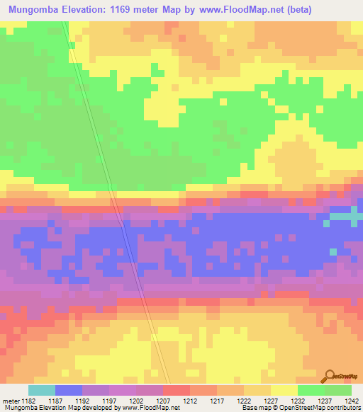 Mungomba,Angola Elevation Map