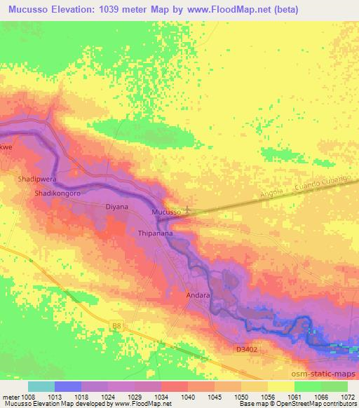 Mucusso,Angola Elevation Map