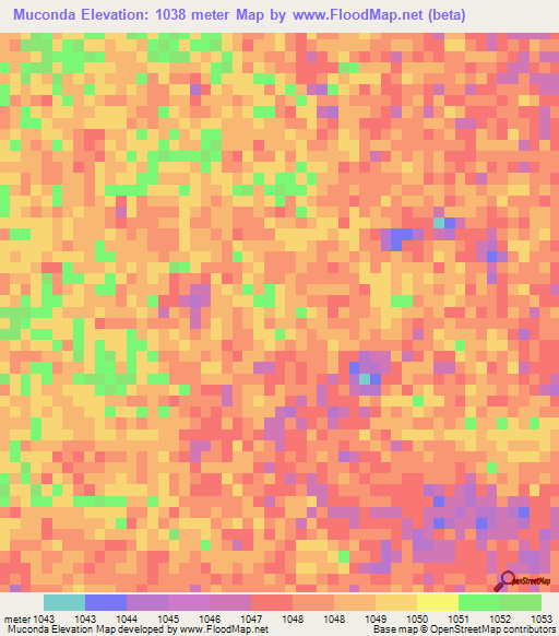 Muconda,Angola Elevation Map