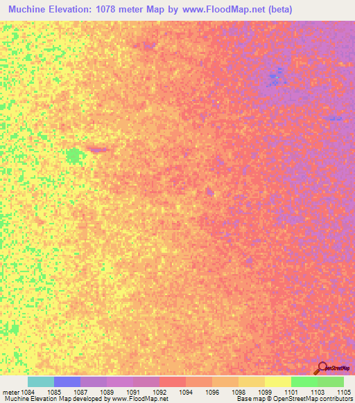 Muchine,Angola Elevation Map