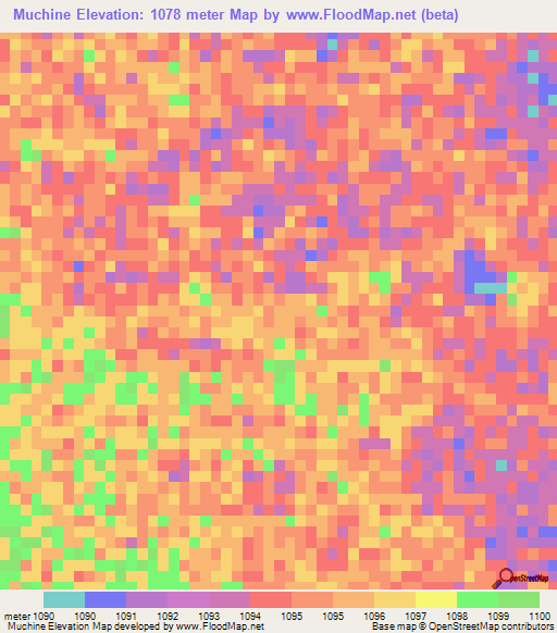 Muchine,Angola Elevation Map