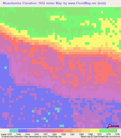 Muandumba,Angola Elevation Map