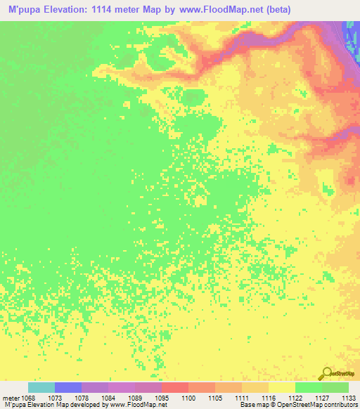 M'pupa,Angola Elevation Map
