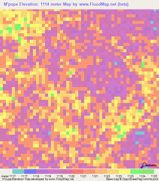 M'pupa,Angola Elevation Map